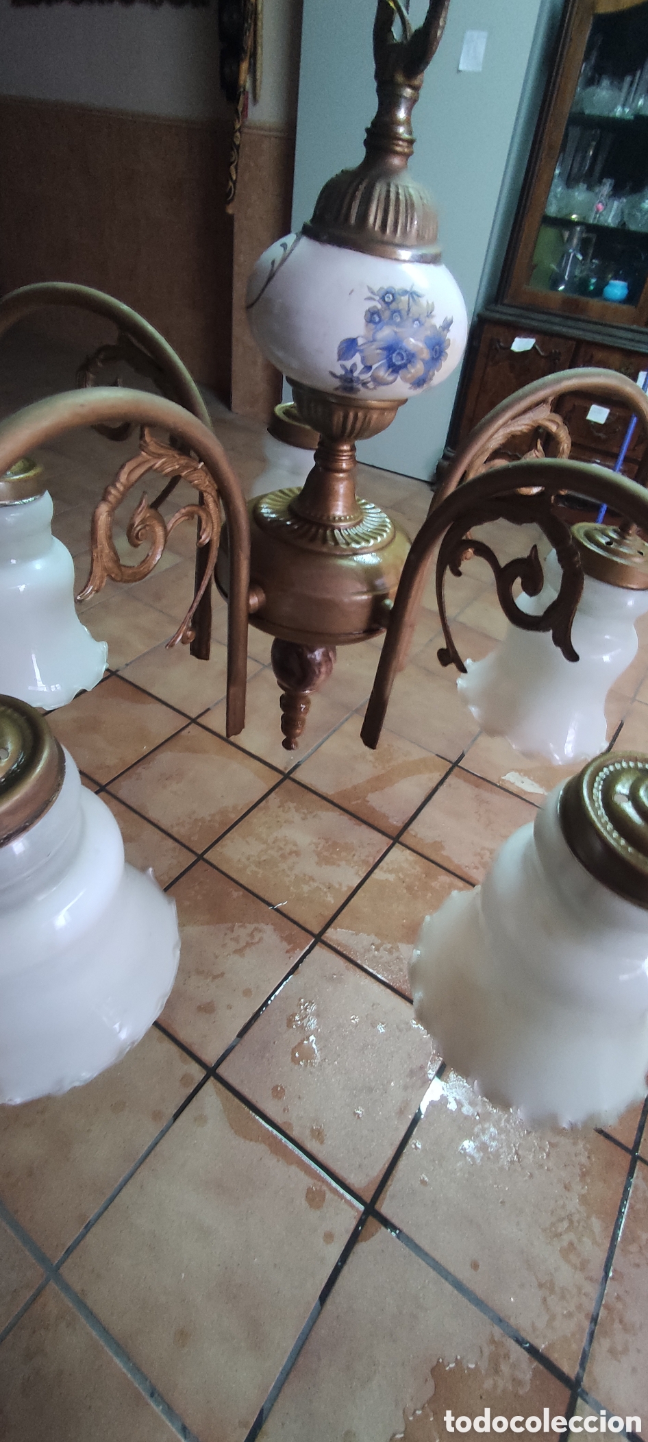 Antig&uuml;edades: Lampara e techo, laton, cer&aacute;mica - Foto 6