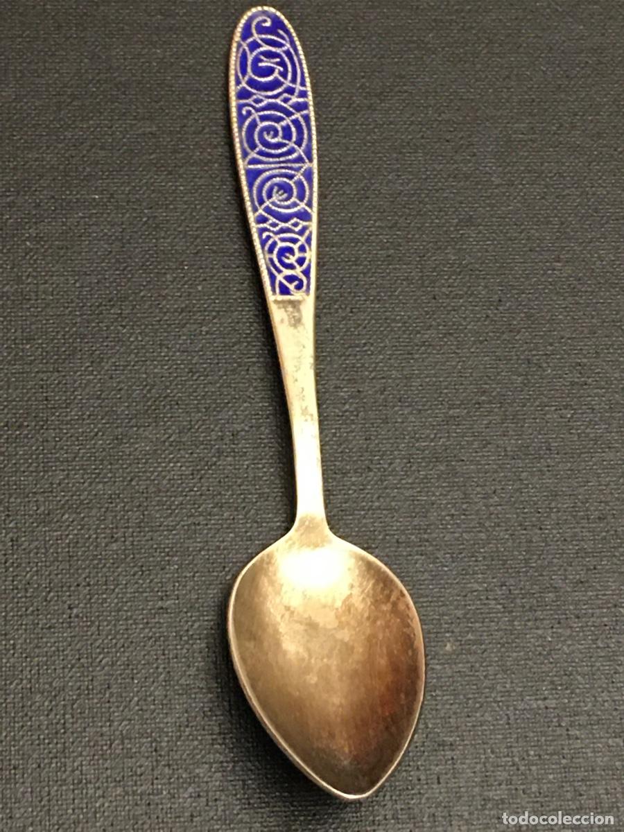 Antig&uuml;edades: Cucharilla de plata sovi&eacute;tica 875 esmaltada SAЮ - Foto 1
