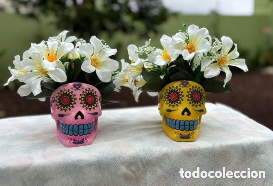 Antig&uuml;edades: Set calaveras decorativas coco Disney