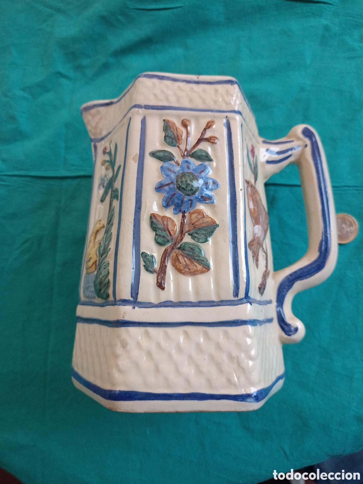 Antiquit&auml;ten: JARRA CERAMICA CON AVES Y FLORES. F. M. F.