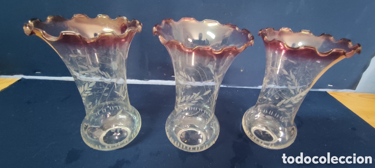Antig&uuml;edades: Conjunto 3 tulipas vintage - Foto 2