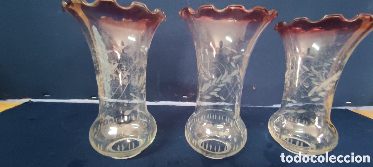 Antig&uuml;edades: Conjunto 3 tulipas vintage - Foto 5