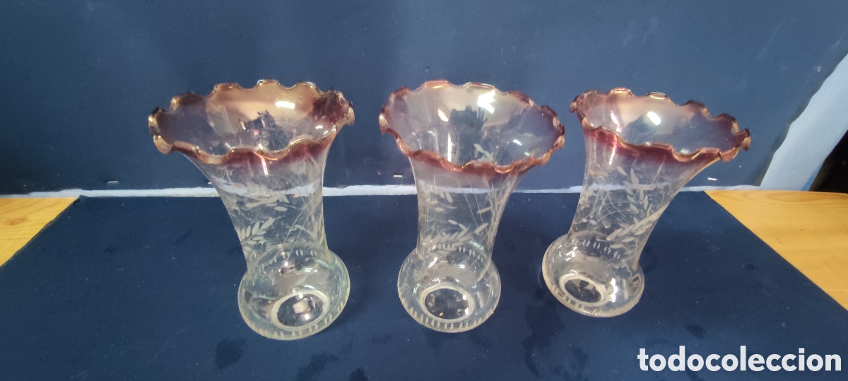Antig&uuml;edades: Conjunto 3 tulipas vintage - Foto 6