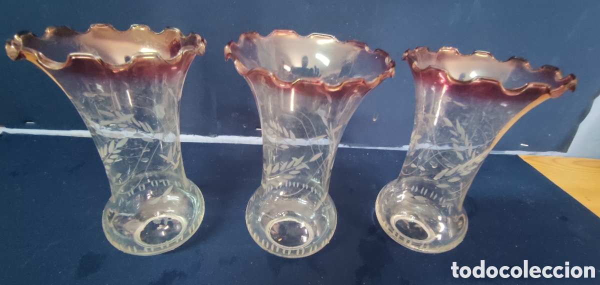 Antig&uuml;edades: Conjunto 3 tulipas vintage - Foto 1