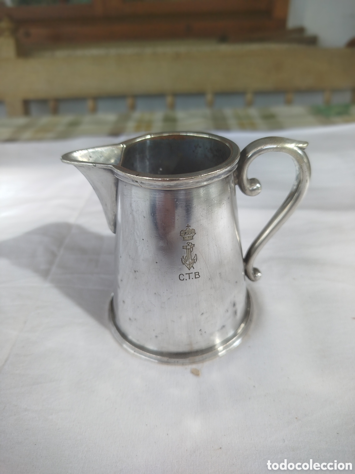Antig&uuml;edades: Jarra de alpaca C.T.B. - Foto 2