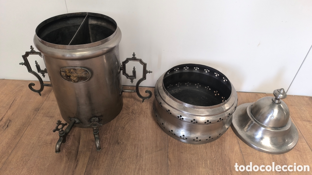 Antig&uuml;edades: CAFETERA SAMOVAR GRANDE ANTIGUA 2 CONPARTIMENTOS - Foto 2