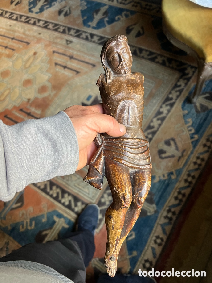 Antig&uuml;edades: Precioso Cristo xviii tallado en madera policromia