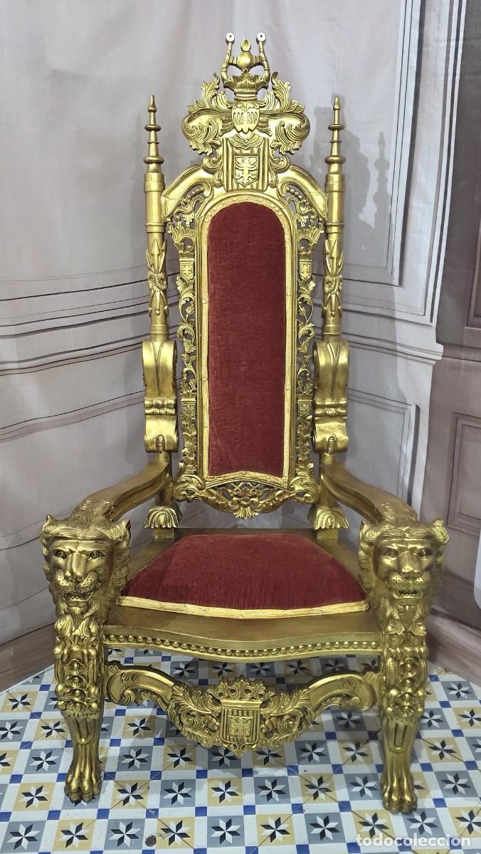 Antig&uuml;edades: Sill&oacute;n trono estilo barroco - Foto 1
