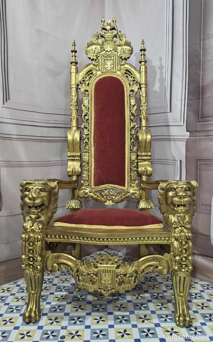 Antig&uuml;edades: Sill&oacute;n trono estilo barroco - Foto 2