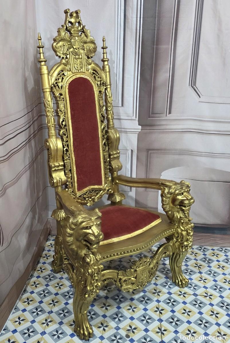 Antig&uuml;edades: Sill&oacute;n trono estilo barroco - Foto 3