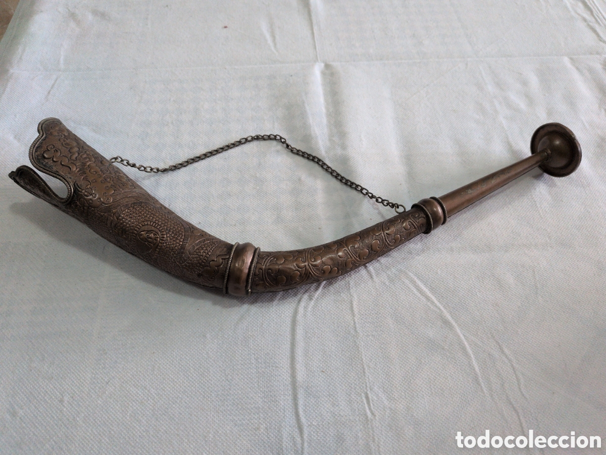 Antig&uuml;edades: DUNGCHEN TIBETANO &middot; CUERNO TROMPETA RITUAL CULTURA BUDISTA DEL TIBET