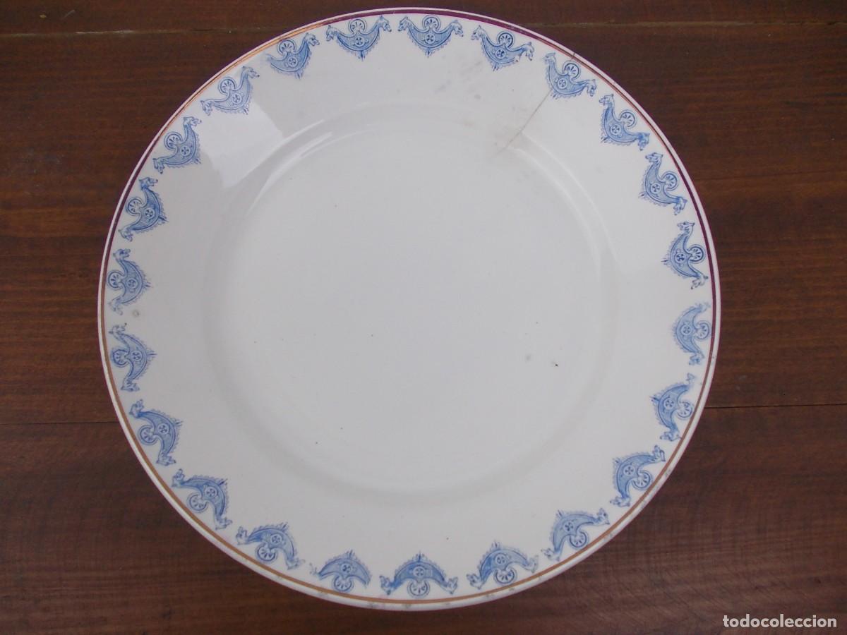 Antiquit&auml;ten: Plato cer&aacute;mico vintage SAN CLAUDIO OVIEDO decoraci&oacute;n azul estilo cl&aacute;sico vajilla antigua
