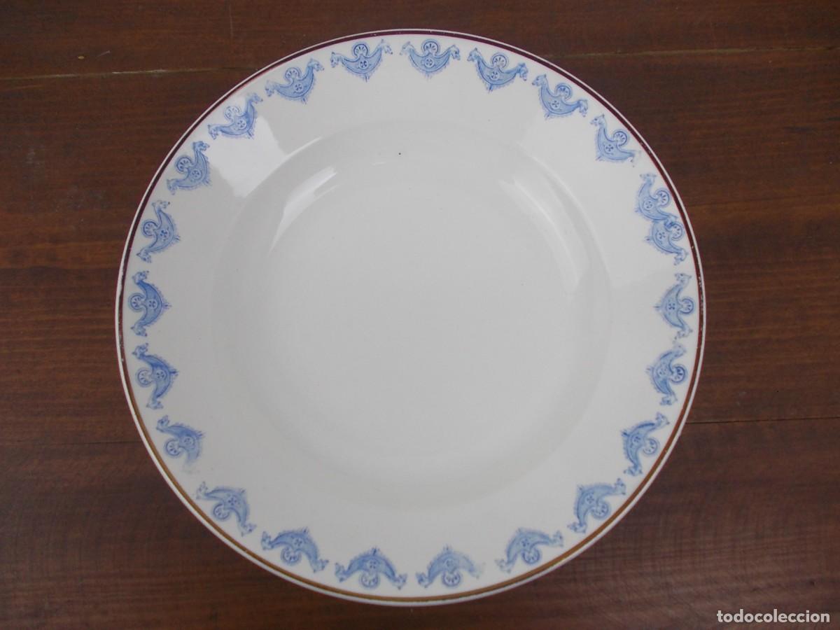 Antiquit&auml;ten: Plato cer&aacute;mico vintage SAN CLAUDIO OVIEDO decoraci&oacute;n azul estilo cl&aacute;sico vajilla antigua