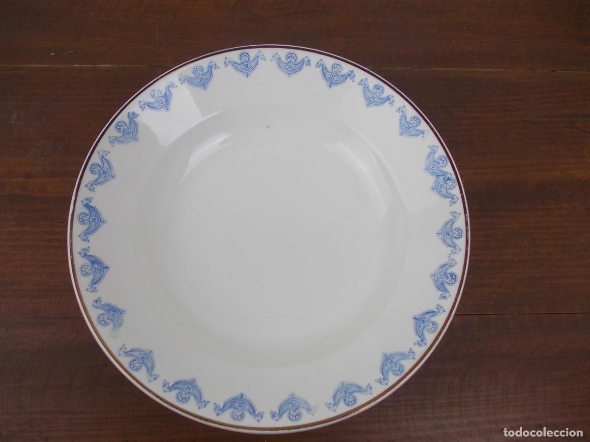 Antiquit&auml;ten: Plato cer&aacute;mico vintage SAN CLAUDIO OVIEDO decoraci&oacute;n azul estilo cl&aacute;sico vajilla antigua