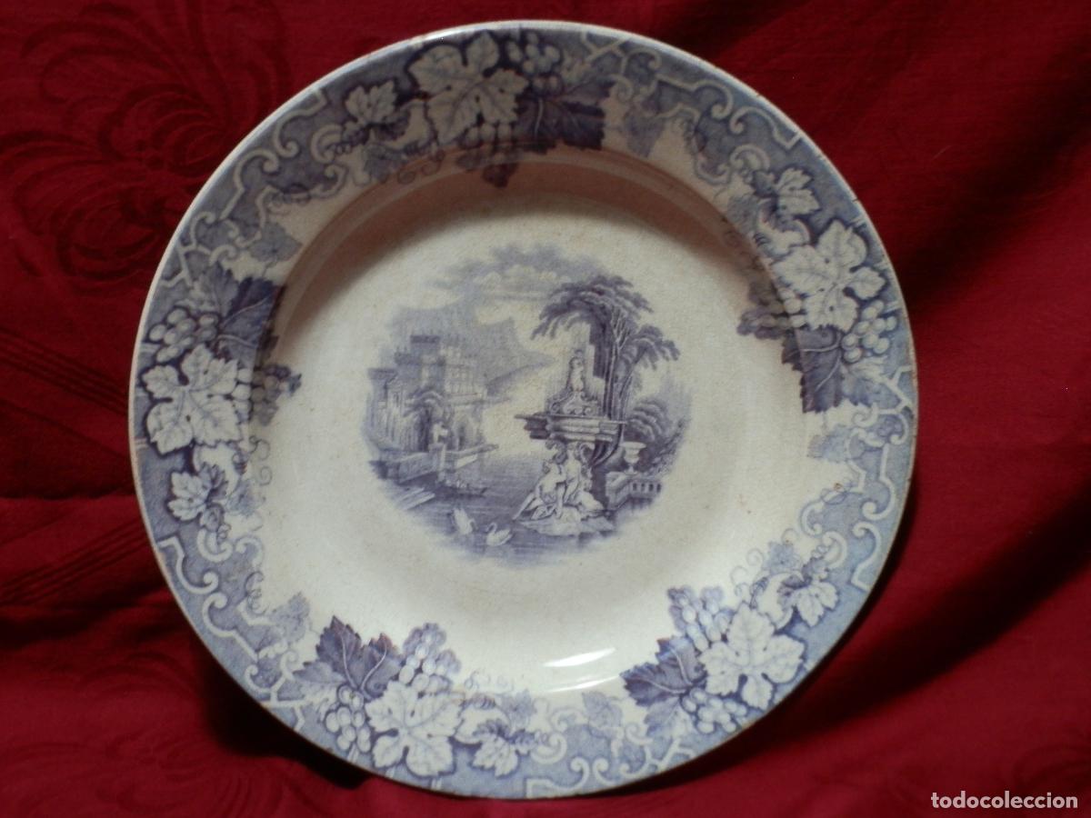 Oggetti Antichi: ANTIGUO PLATO PICKMAN LA CARTUJA DE SEVILLA SIGLO XIX, 24 CM