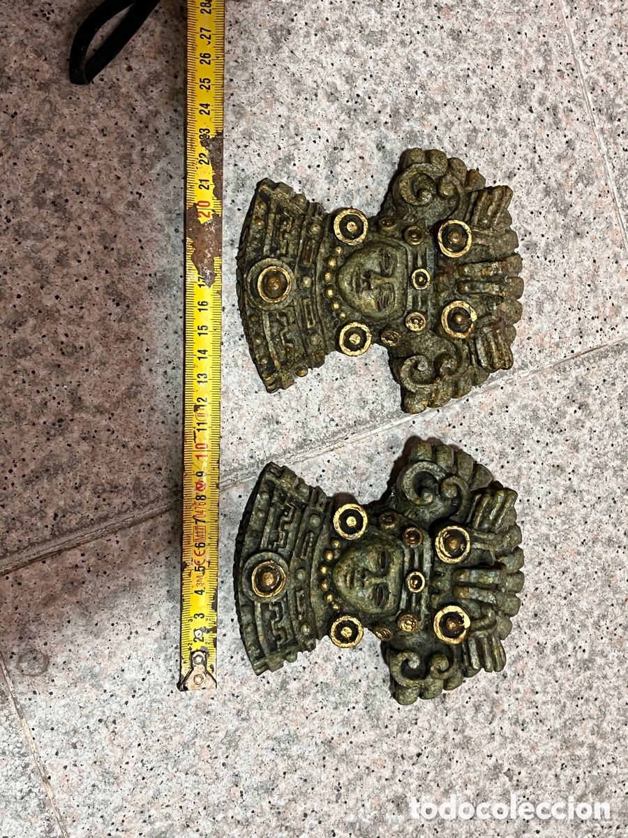 Antiques: Lote de dos antiguas figuras decorativas con motivos mayas