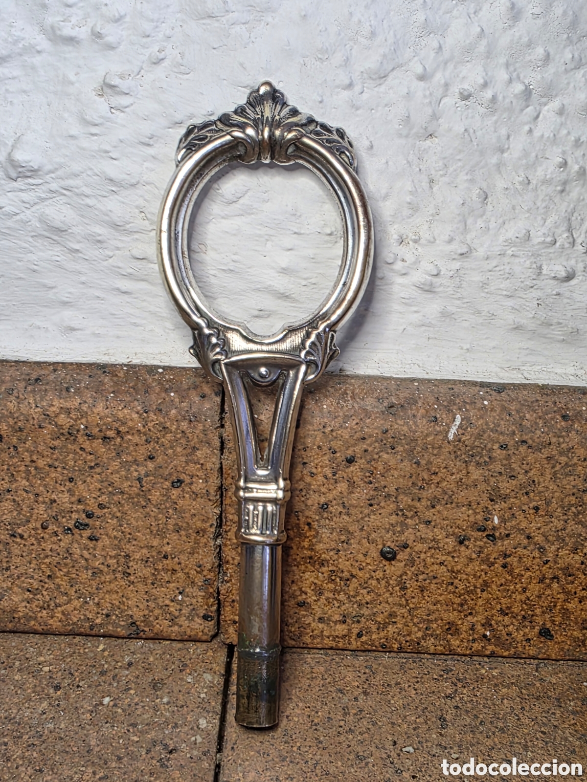 Antig&uuml;edades: Antiguo remate o asa superior para frutero / centro de mesa - alpaca plateada - siglo XX