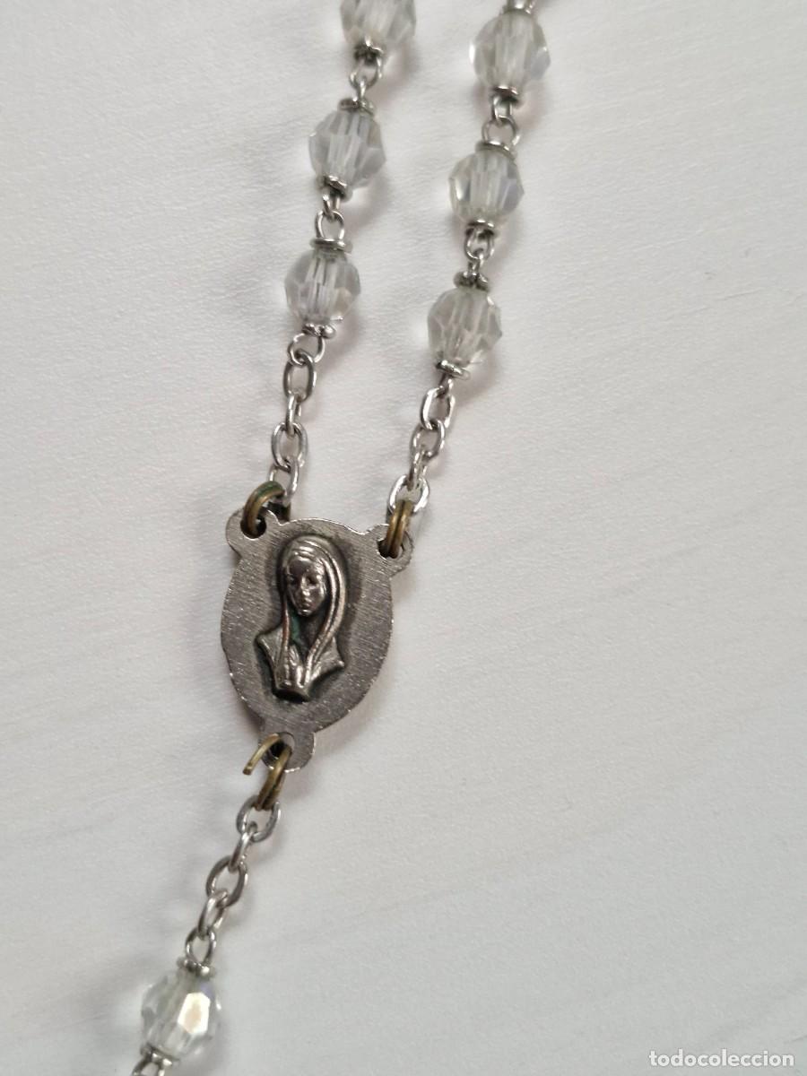 Antiquit&eacute;s: ROSARIO CON CUENTAS DE VIDRIO Y PLATEADO VATICANO