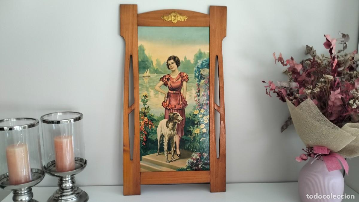 Antiquit&eacute;s: MARCO MADERA MODERNISTA, ANTIGUO. CON CROMOLITOGRAF&Iacute;A DE EPOCA. PERFECTO ESTADO