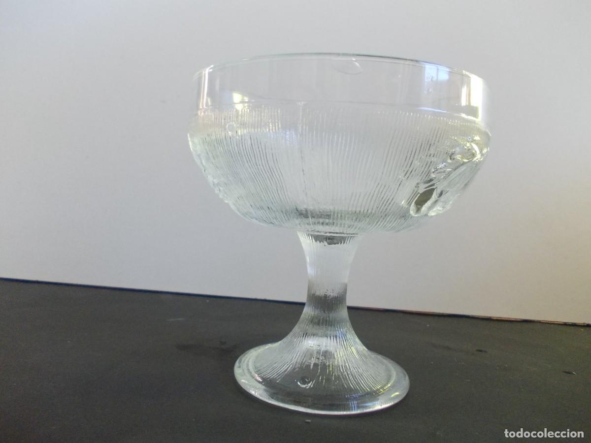 Antiguidades: Copa cristal vintage relieve frutas vidrio antiguo postre helado decoraci&oacute;n retro colecci&oacute;n
