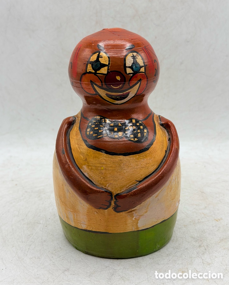 Antiguidades: Antigua Hucha de Barro Policromado