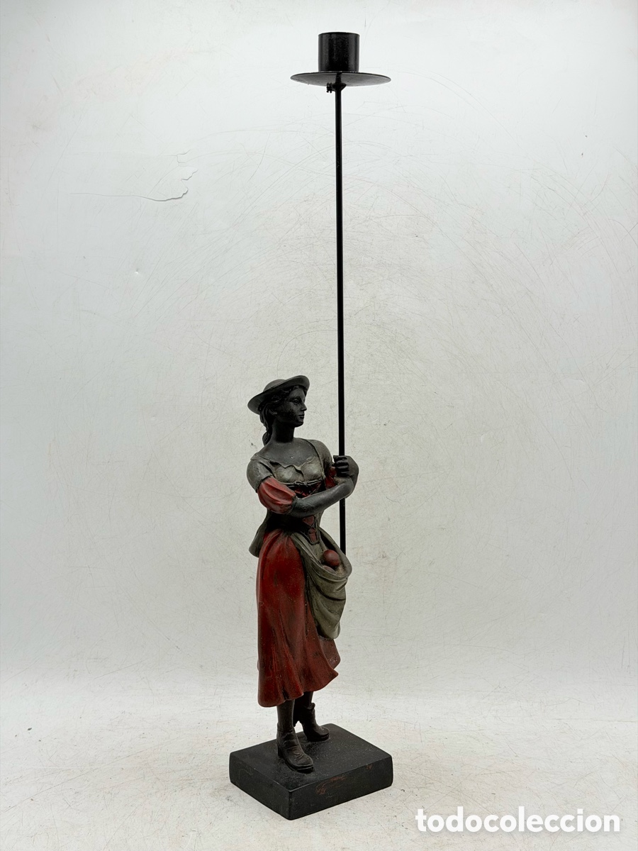 Antig&uuml;edades: Candelabro Policromado Estandarte