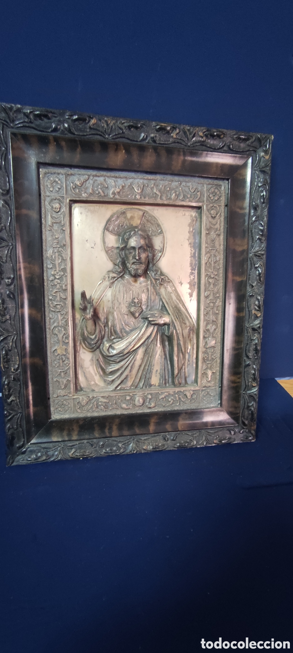 Antig&uuml;edades: Cuadro Cristo metal repujado - Foto 2