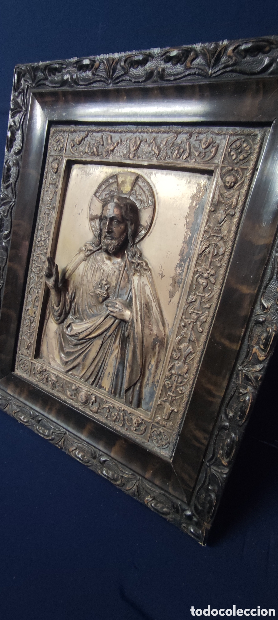 Antig&uuml;edades: Cuadro Cristo metal repujado - Foto 4