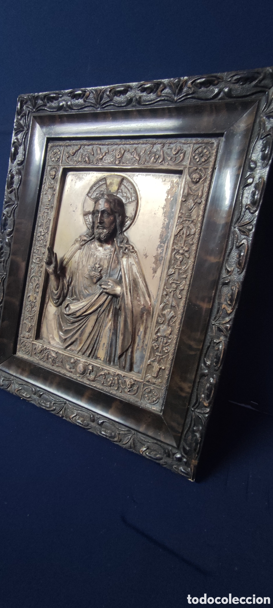 Antig&uuml;edades: Cuadro Cristo metal repujado - Foto 5