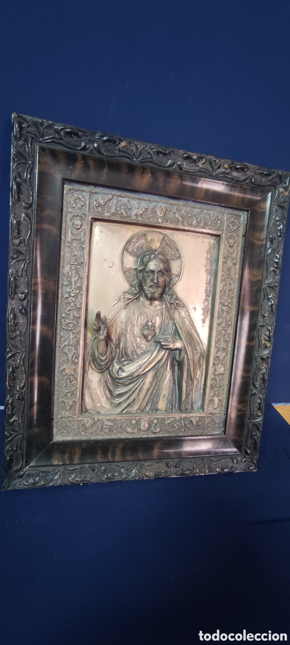 Antig&uuml;edades: Cuadro Cristo metal repujado - Foto 6