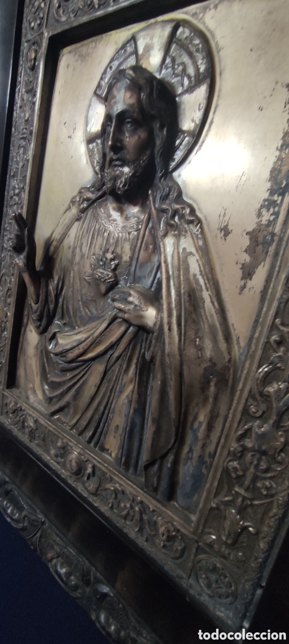 Antig&uuml;edades: Cuadro Cristo metal repujado - Foto 7