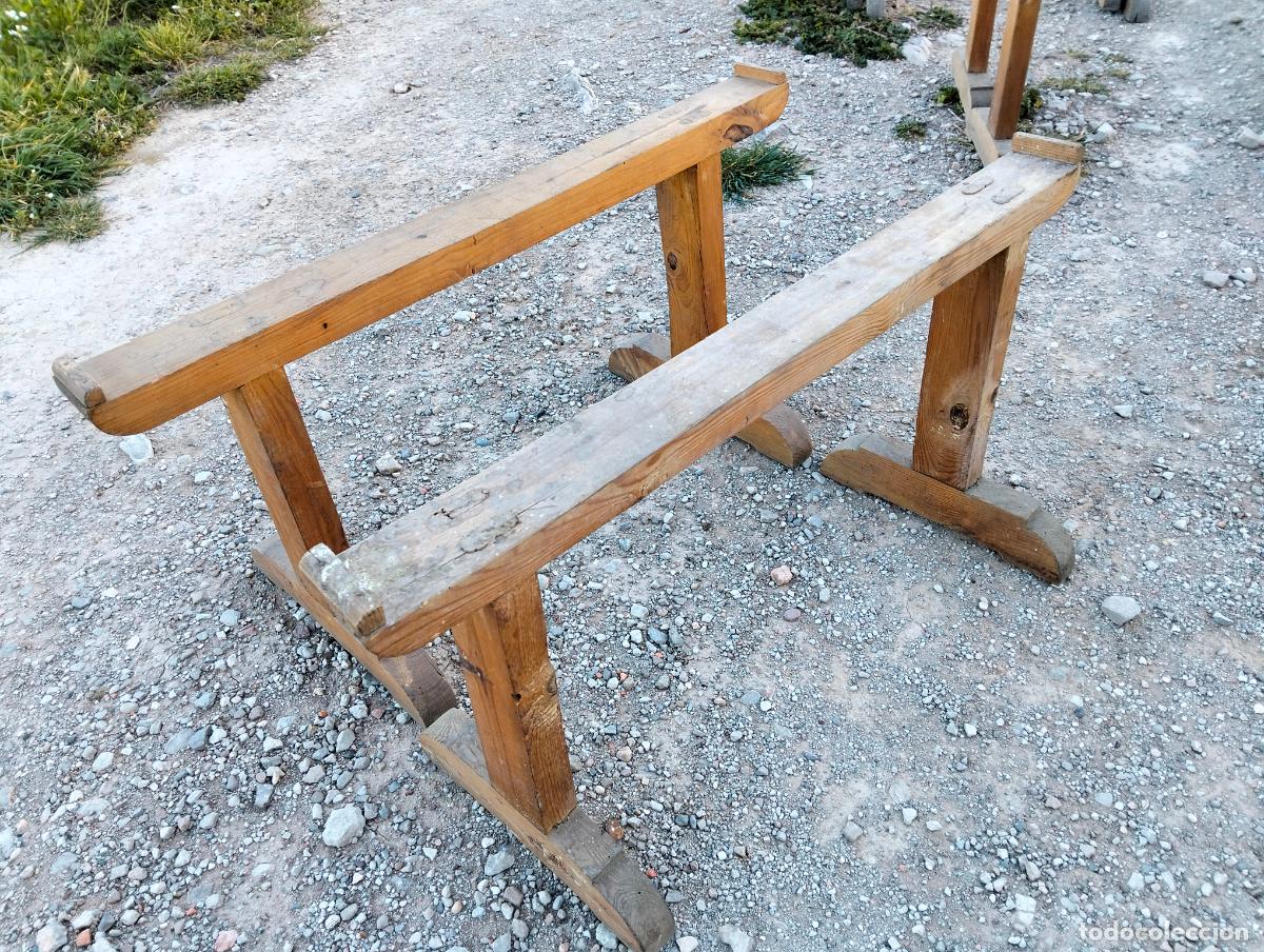 Antiquit&eacute;s: Pareja de caballetes burros antiguos soportes de madera antiguos cabestrillos cama de monja a&ntilde;os 30