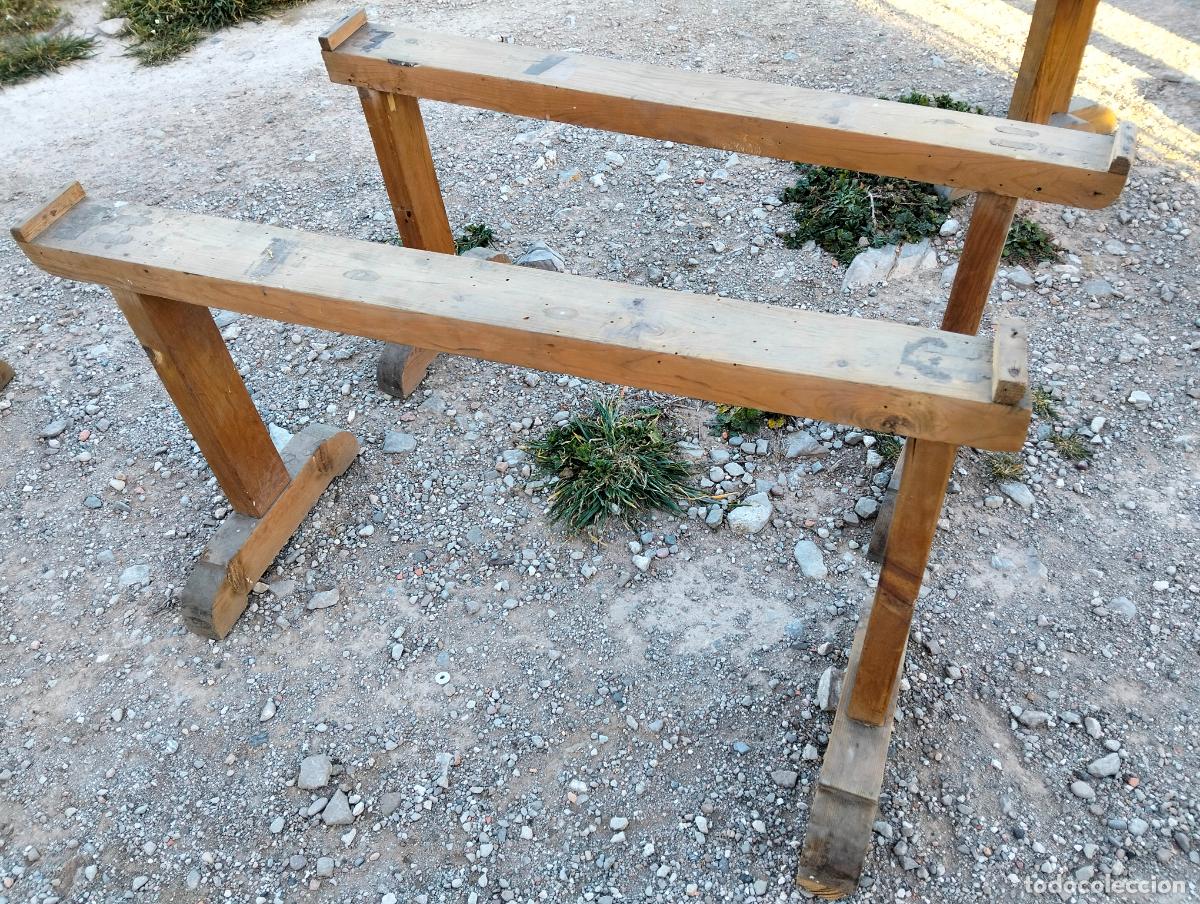 Antiquit&auml;ten: Pareja de caballetes burros antiguos soportes de madera antiguos cabestrillos cama de monja a&ntilde;os 30