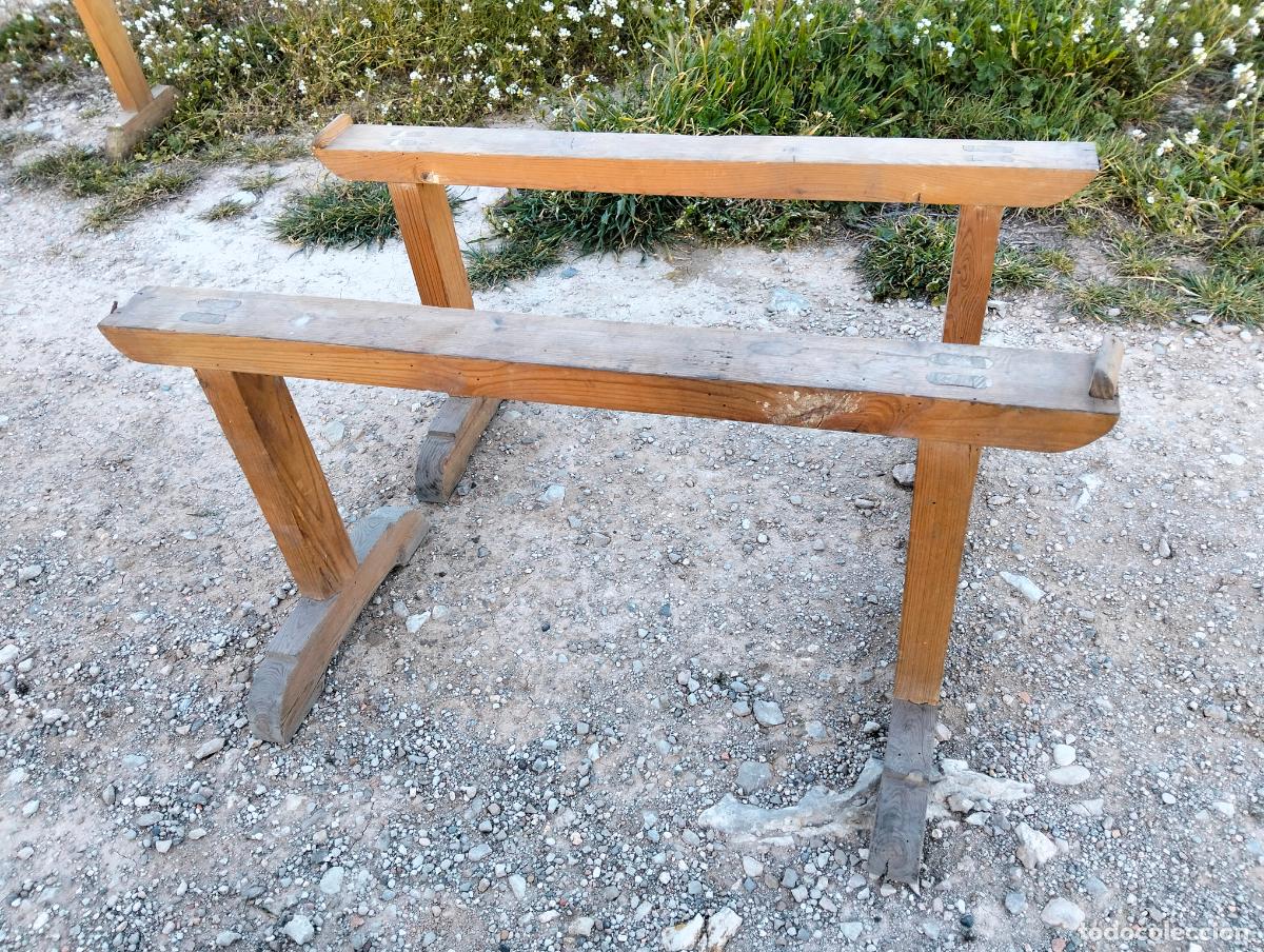 Antiquit&auml;ten: Pareja de caballetes burros antiguos soportes de madera antiguos cabestrillos camas de monja a&ntilde;os 30