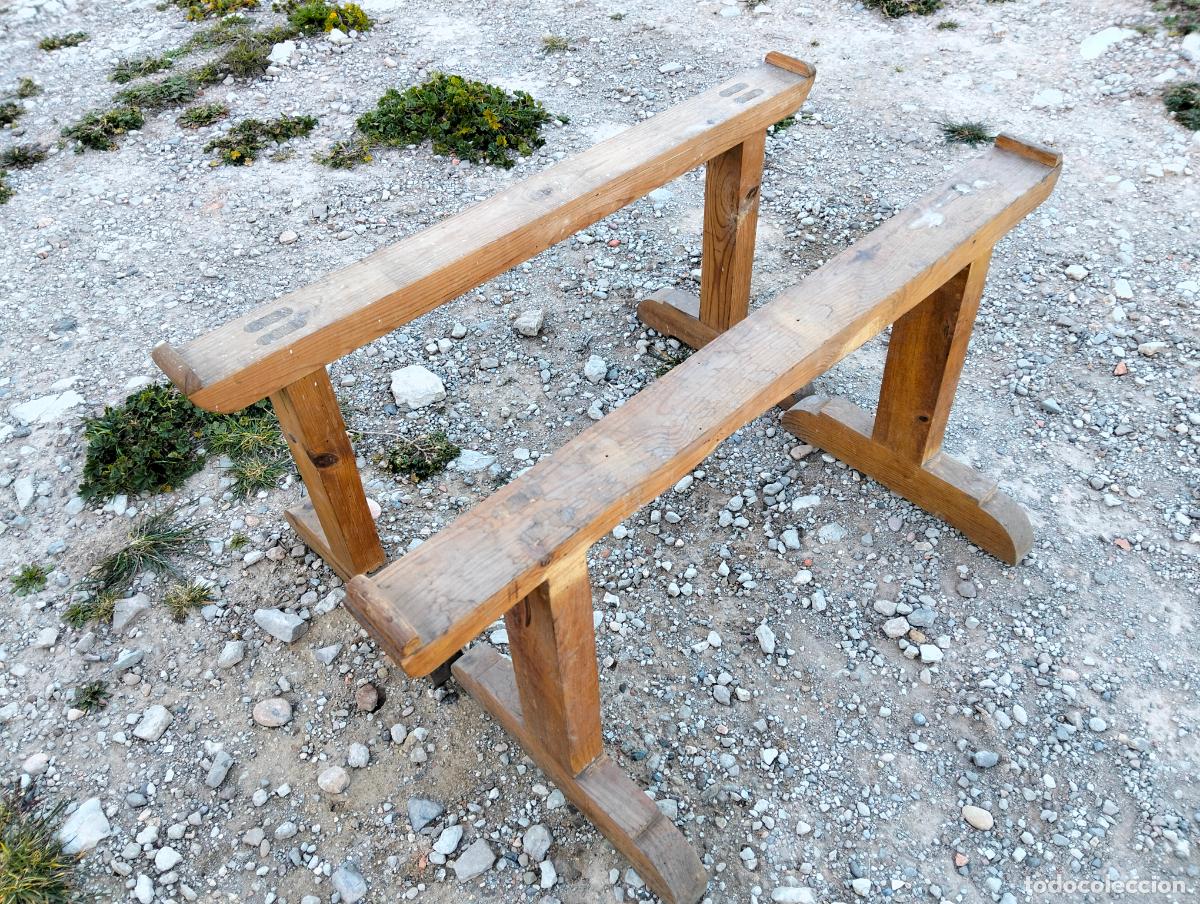 Antiquit&auml;ten: Pareja de caballetes burros antiguos soportes de madera antiguos cabestrillos cama de monja a&ntilde;os 40