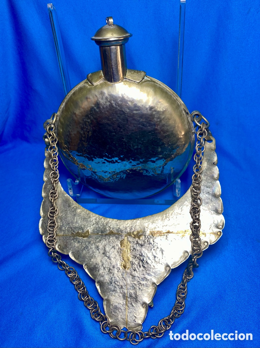 Antig&uuml;edades: Cantimplora polvora antigua en metal plateado - Foto 6