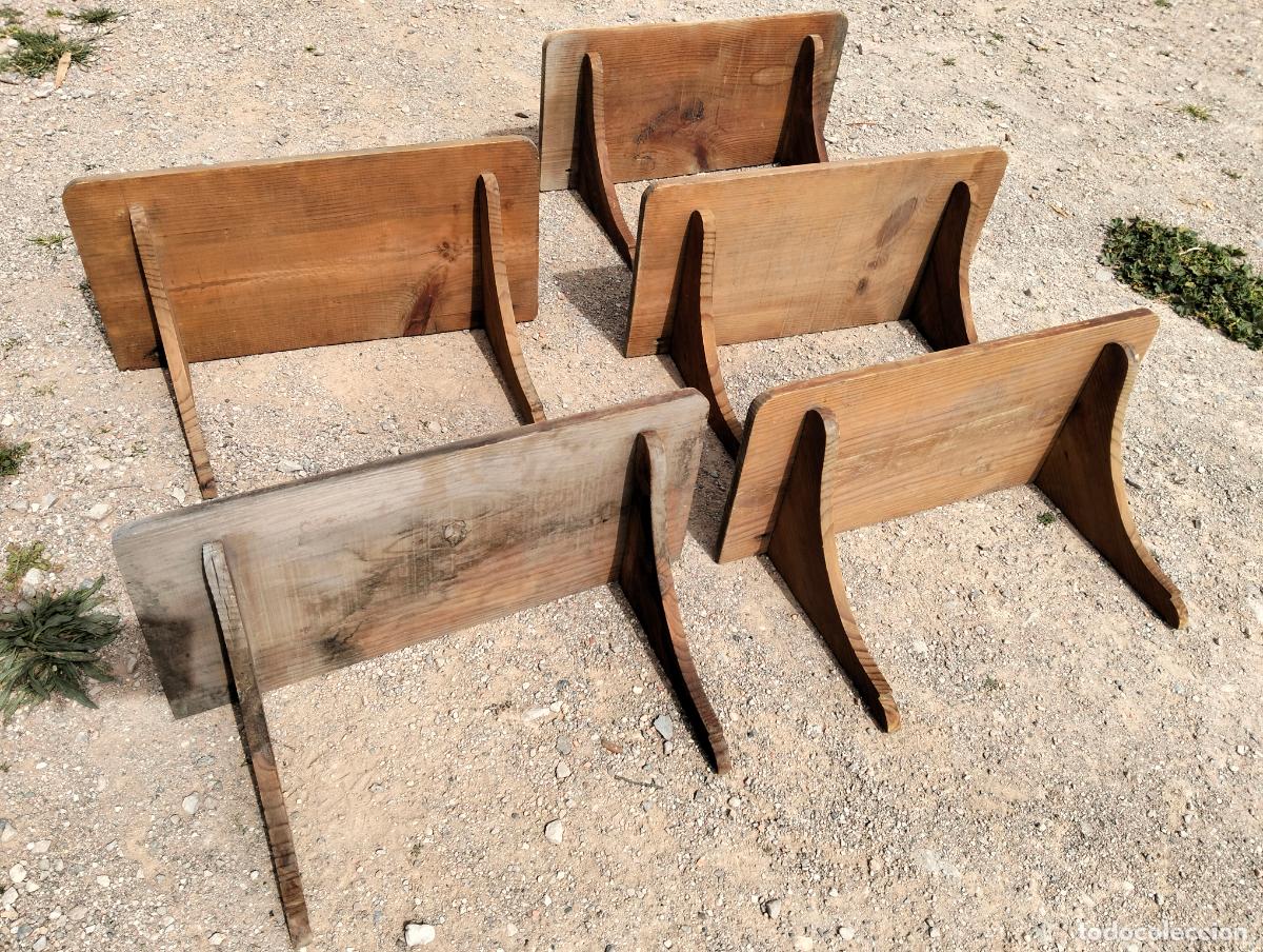 Antiquit&auml;ten: Lote 5 repisas de pared antiguas baldas de madera soportes llanos estanter&iacute;as para colgar a&ntilde;os 40