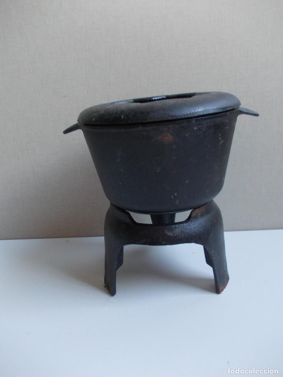 Antig&uuml;edades: Fundie hierro fundido antiguo soporte cocina r&uacute;stica tr&eacute;bede vintage decoraci&oacute;n industrial antigua