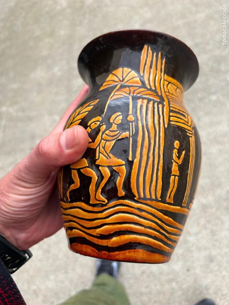 Antig&uuml;edades: Extraodinadio jarr&oacute;n de cer&aacute;mica noucentista firma de josep aragay BREDA