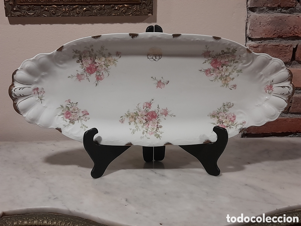 Antiquit&eacute;s: Antigua bandeja de Limoges con iniciales