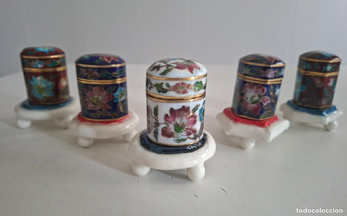 Antig&uuml;edades: Antiguas - CAJAS CLOISONNE SOBRE PEANAS DE CER&Aacute;MICA ESMALTADA - Caja (10) - Lat&oacute;n, Bronce, Esmalte,