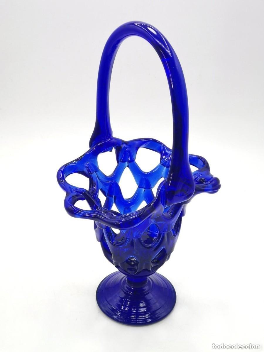 Antiquit&eacute;s: MARAVILLOSO JARR&Oacute;N DE MURANO AZUL COBALTO. 33 CM.