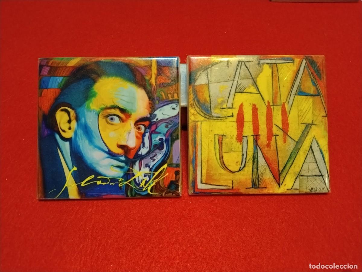 Oggetti Antichi: 2 BALDOSAS EN CERAMICA 10 x 10 cm (DAL&Iacute; Y CATALU&Ntilde;A)