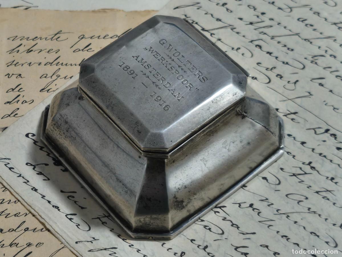 Antig&uuml;edades: Tintero centenario de plata Holandesa de la fabrica de ferrocarril Werkspoor
