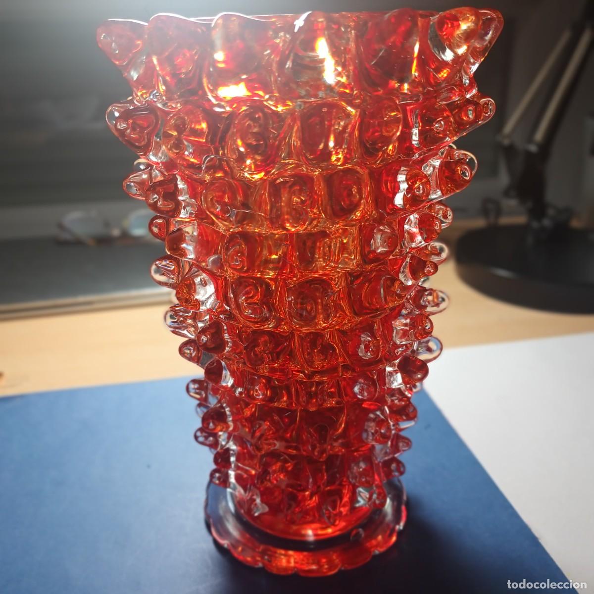 Antiquit&eacute;s: Jarr&oacute;n cristal de Murano rojo anaranjado Lote V - 258