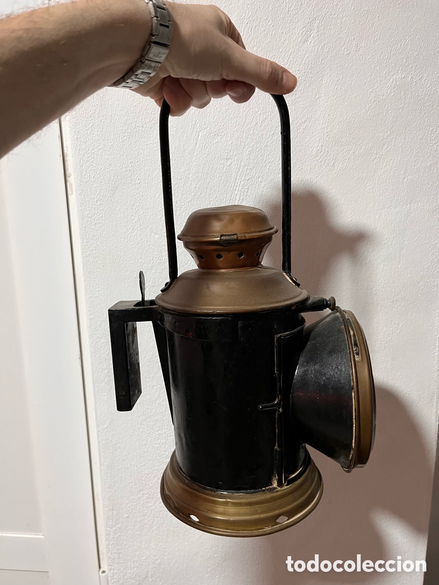 Antig&uuml;edades: Antigua l&aacute;mpara ferroviaria de mano (de antigua vela adaptada a el&eacute;ctrica)