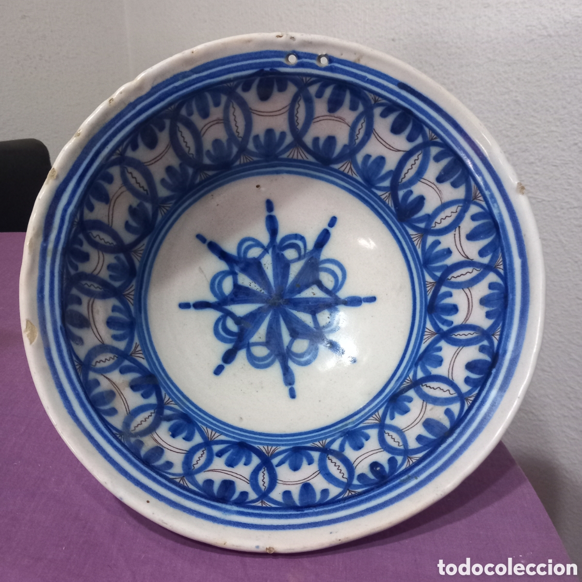 Antig&uuml;edades: ANTIGUO LEBRILLO de CERAMICA MANISES(30cm)