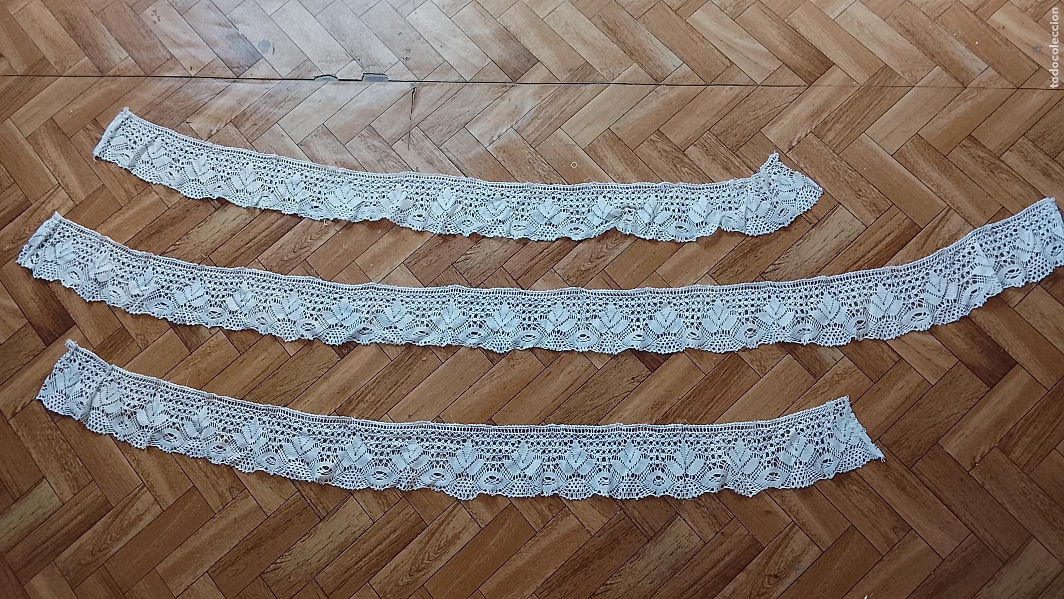 Antig&uuml;edades: 180 + 150 + 140 cm antiguos encaje de bolillo para pa&ntilde;o de altar virgen semana santa ancho 11 cm