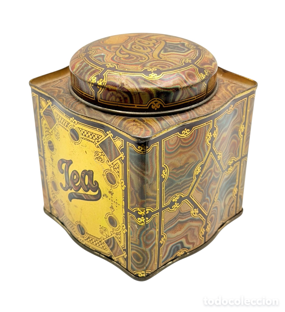 Antiquit&auml;ten: Antigua Caja de T&eacute; en Metal