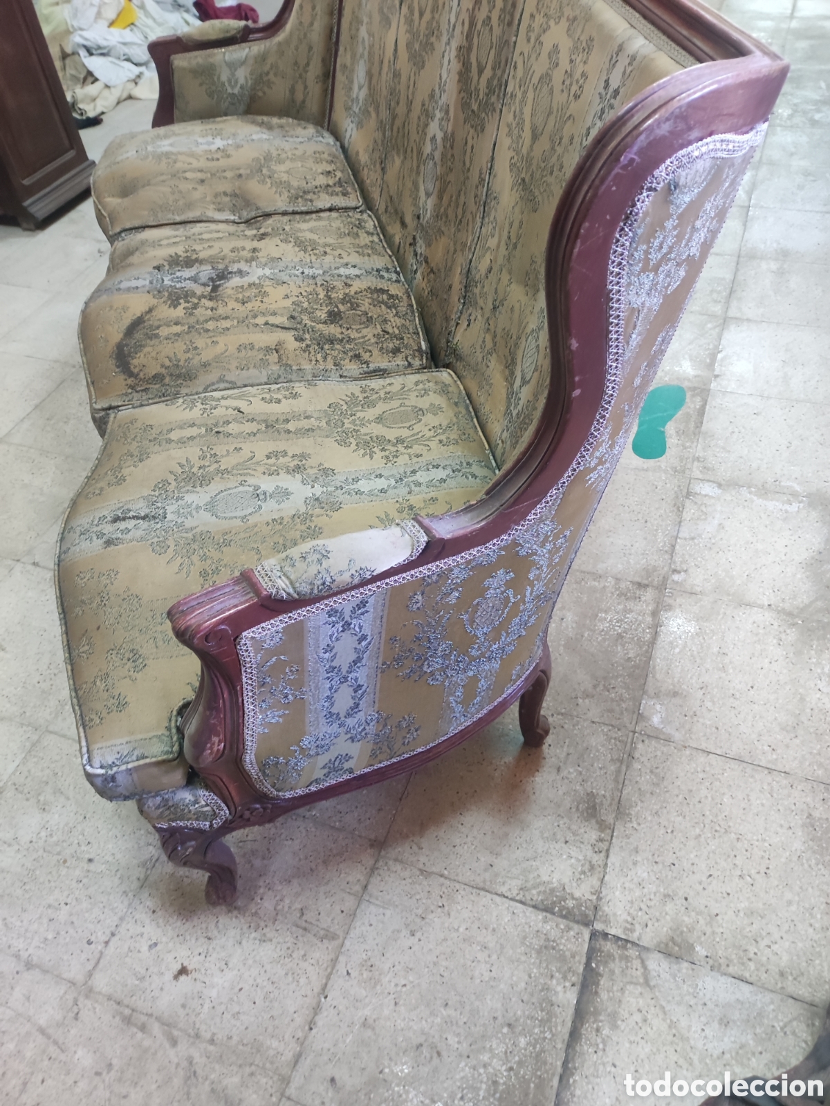 Antig&uuml;edades: Sof&aacute; estilo Luis XV rematado con orejas - Foto 4